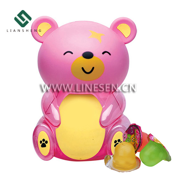 1050g Cup Shape Mini Fruity Jelly In Plastic Pink Bear Jar